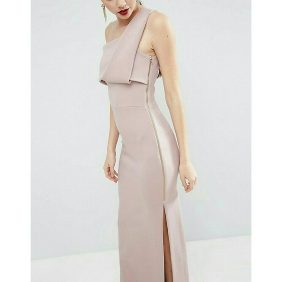 ASOS TALL Scuba One Shoulder Fold Maxi Dress - Picture 4 of 4